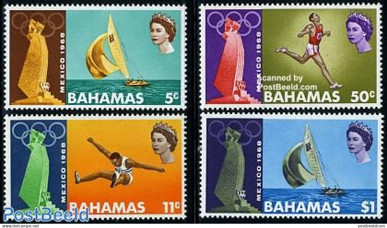 Bahamas 1968 Olympic Games 4v, Mint NH, Sport - Transport - Athletics - Olympic Games - Sailing - Ships And Boats - Atletica