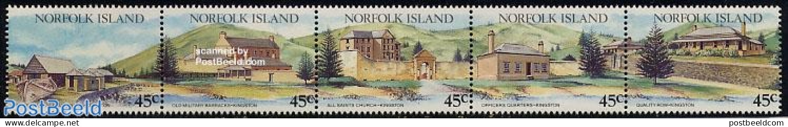 Norfolk Island 1993 Tourism 5v [::::], Mint NH, Transport - Various - Ships And Boats - Tourism - Art - Architecture - Bateaux