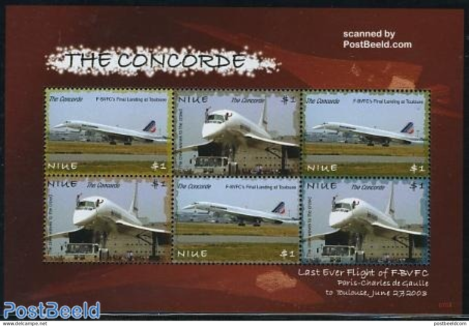 Niue 2007 Concorde 6v M/s, Mint NH, Transport - Concorde - Aircraft & Aviation - Concorde