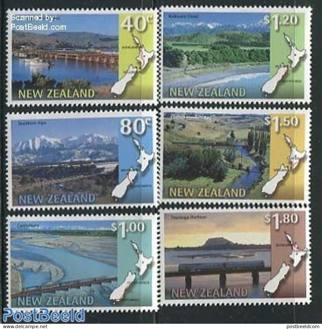 New Zealand 1997 Scenic Railways 6v, Mint NH, Transport - Various - Railways - Maps - Art - Bridges And Tunnels - Neufs