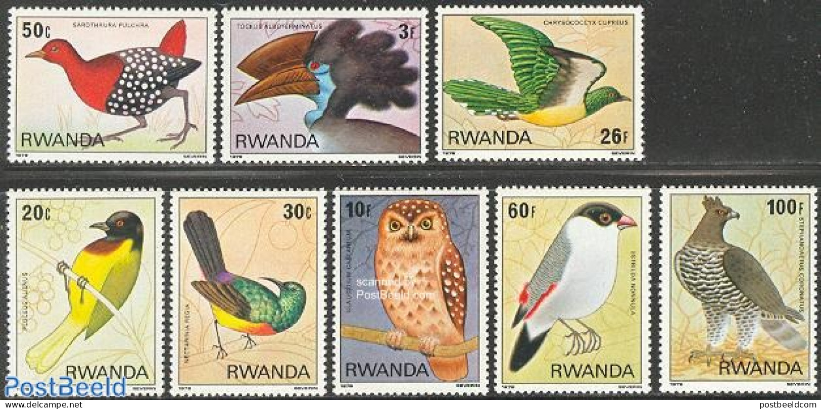 Rwanda 1980 Birds 8v, Mint NH, Nature - Birds - Birds Of Prey - Owls - Andere & Zonder Classificatie