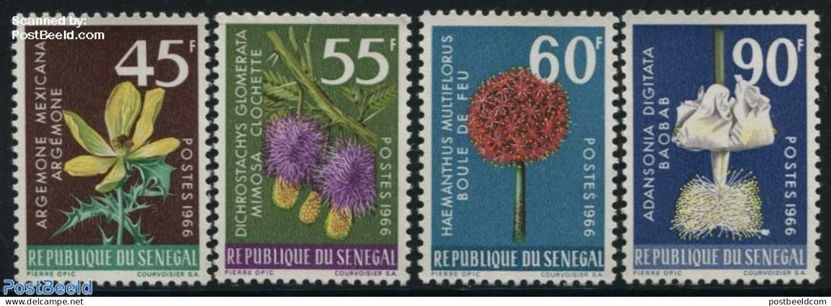 Senegal 1966 Flowers 4v, Mint NH, Nature - Flowers & Plants - Senegal (1960-...)