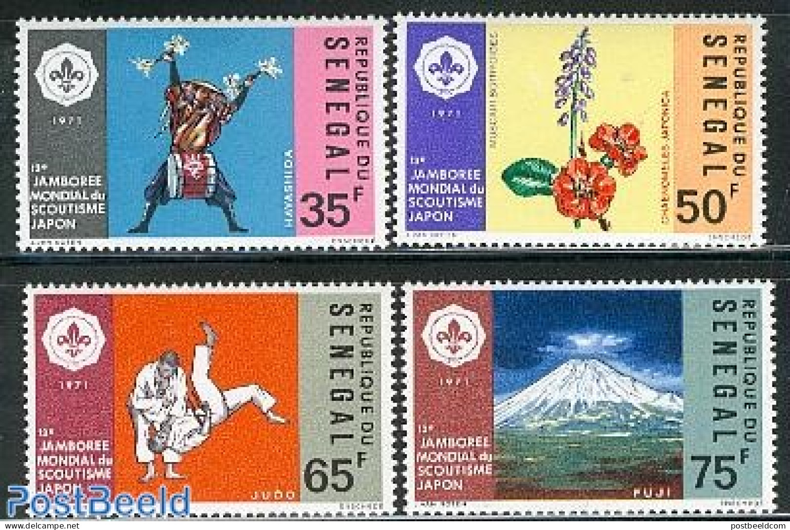 Senegal 1971 World Jamboree 4v, Mint NH, History - Nature - Performance Art - Sport - Geology - Flowers & Plants - Dan.. - Dance