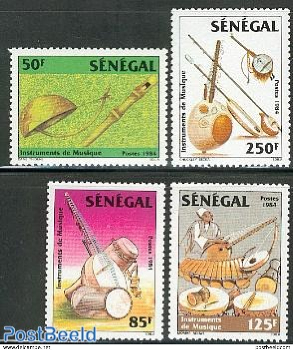 Senegal 1985 Music Instruments 4v, Mint NH, Performance Art - Music - Musical Instruments - Muziek