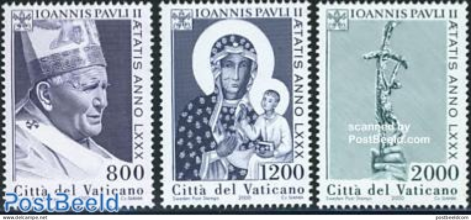 Vatican 2000 Pope John Paul II Birthday 3v, Mint NH, Religion - Various - Pope - Joint Issues - Ungebraucht