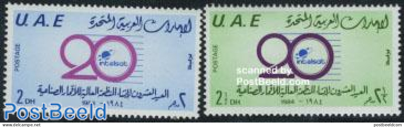 United Arab Emirates 1984 Intelsat 2v, Mint NH, Science - Telecommunication - Telecom