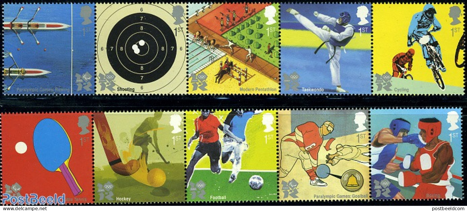 Great Britain 2010 London Olympics 10v (2x [::::]), Mint NH, Nature - Sport - Horses - Boxing - Cycling - Football - H.. - Nuevos