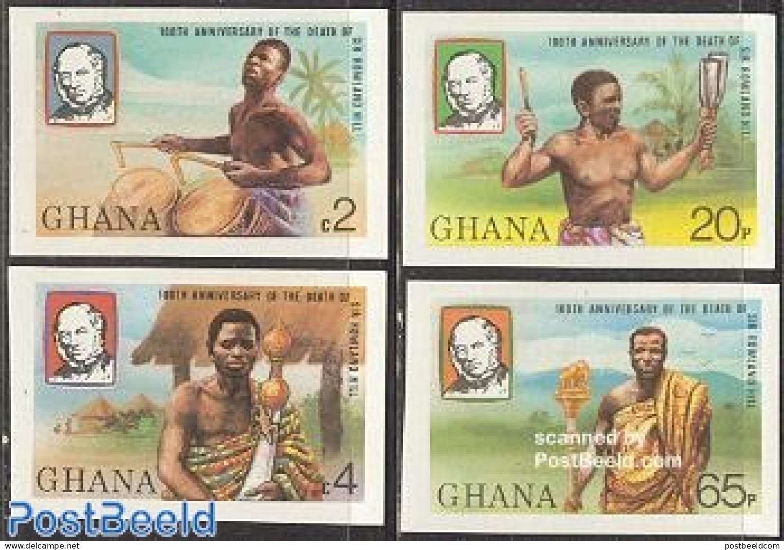 Ghana 1980 Sir Rowland Hill 4v Imperforated, Mint NH, Performance Art - Music - Musical Instruments - Musique