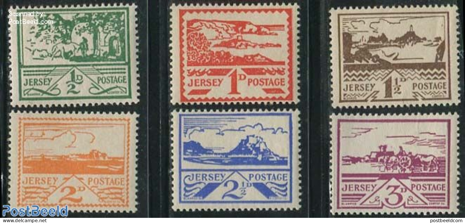 Jersey 1943 German Occupation 6v, Mint NH, History - Various - Lighthouses & Safety At Sea - German Occupations - Vuurtorens