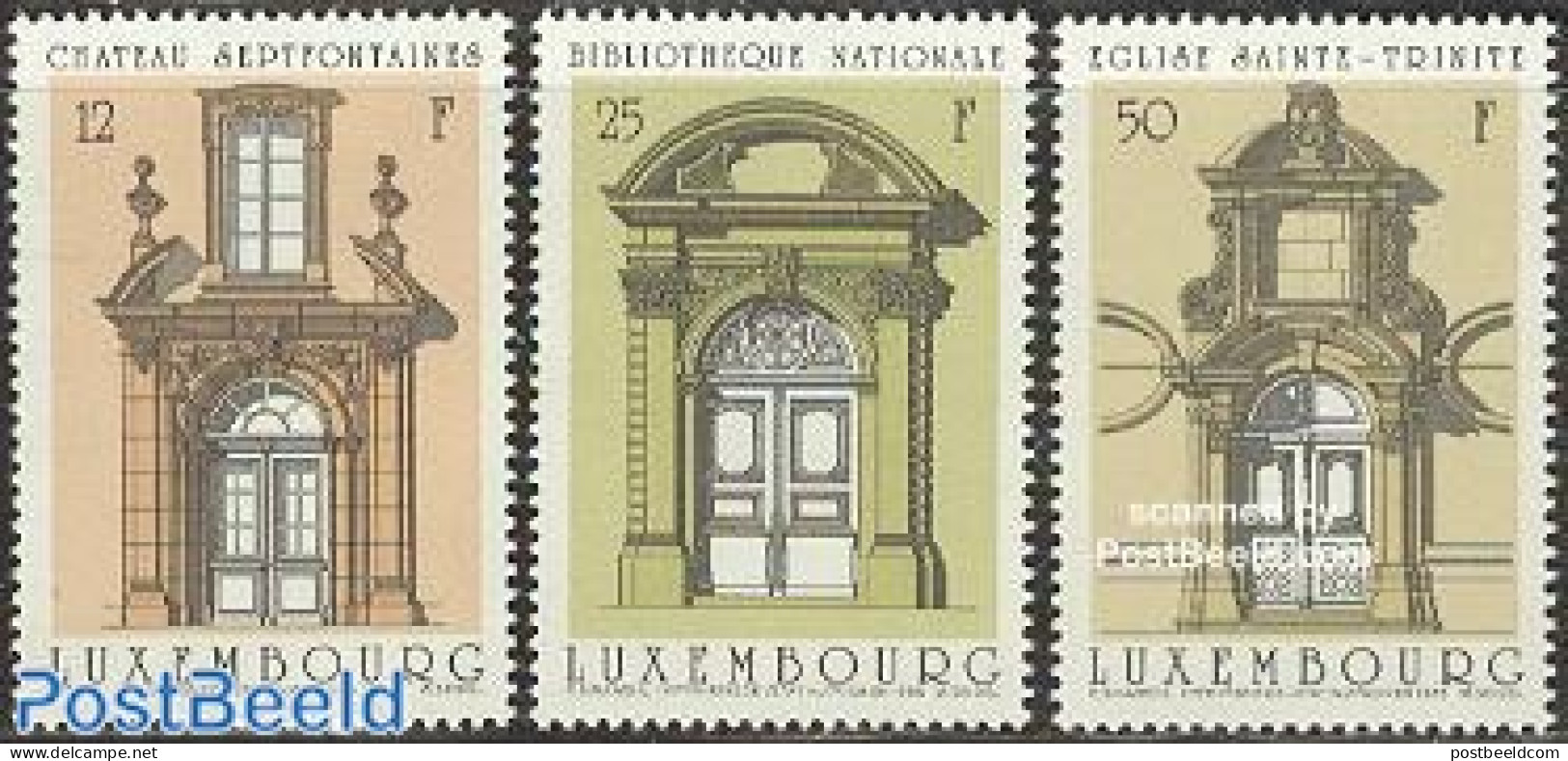 Luxemburg 1988 Portals 3v, Mint NH, Religion - Churches, Temples, Mosques, Synagogues - Art - Architecture - Castles &.. - Nuevos