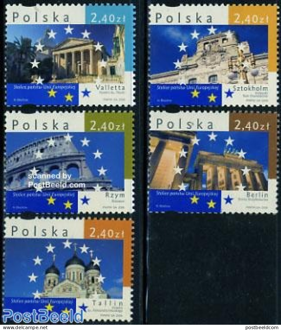 Poland 2006 European Capitals 5v, Mint NH, History - Europa Hang-on Issues - Art - Architecture - Ongebruikt
