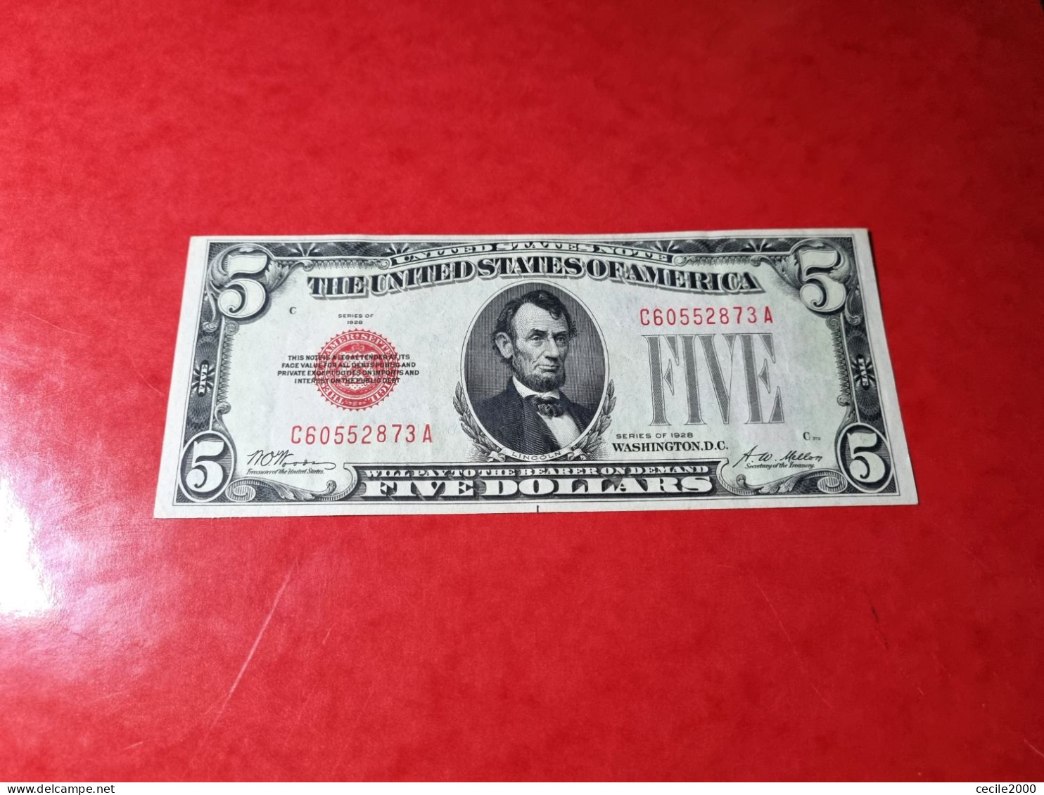 1928 PLAIN $5 DOLLARS USA UNITED STATES BANKNOTE XF+ BILLETE ESTADOS UNIDOS *COMPRAS MULTIPLES CONSULTAR* - Billets Des États-Unis (1928-1953)