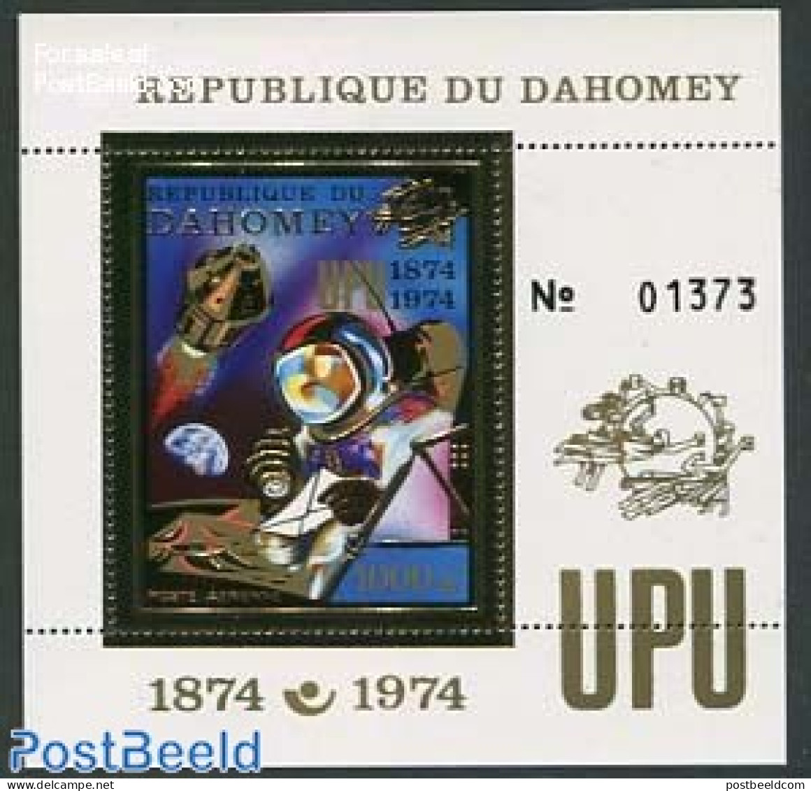Dahomey 1974 UPU Centenary S/s, Mint NH, Transport - U.P.U. - Space Exploration - U.P.U.