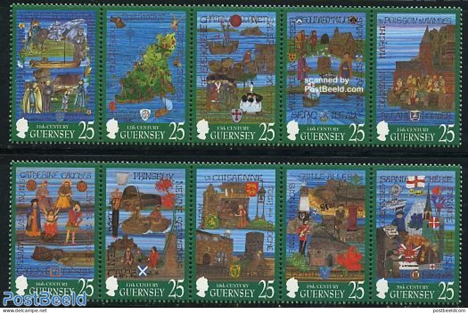 Guernsey 1998 History 10v (2x[::::]), Mint NH, History - Transport - Various - History - Ships And Boats - Lighthouses.. - Barcos