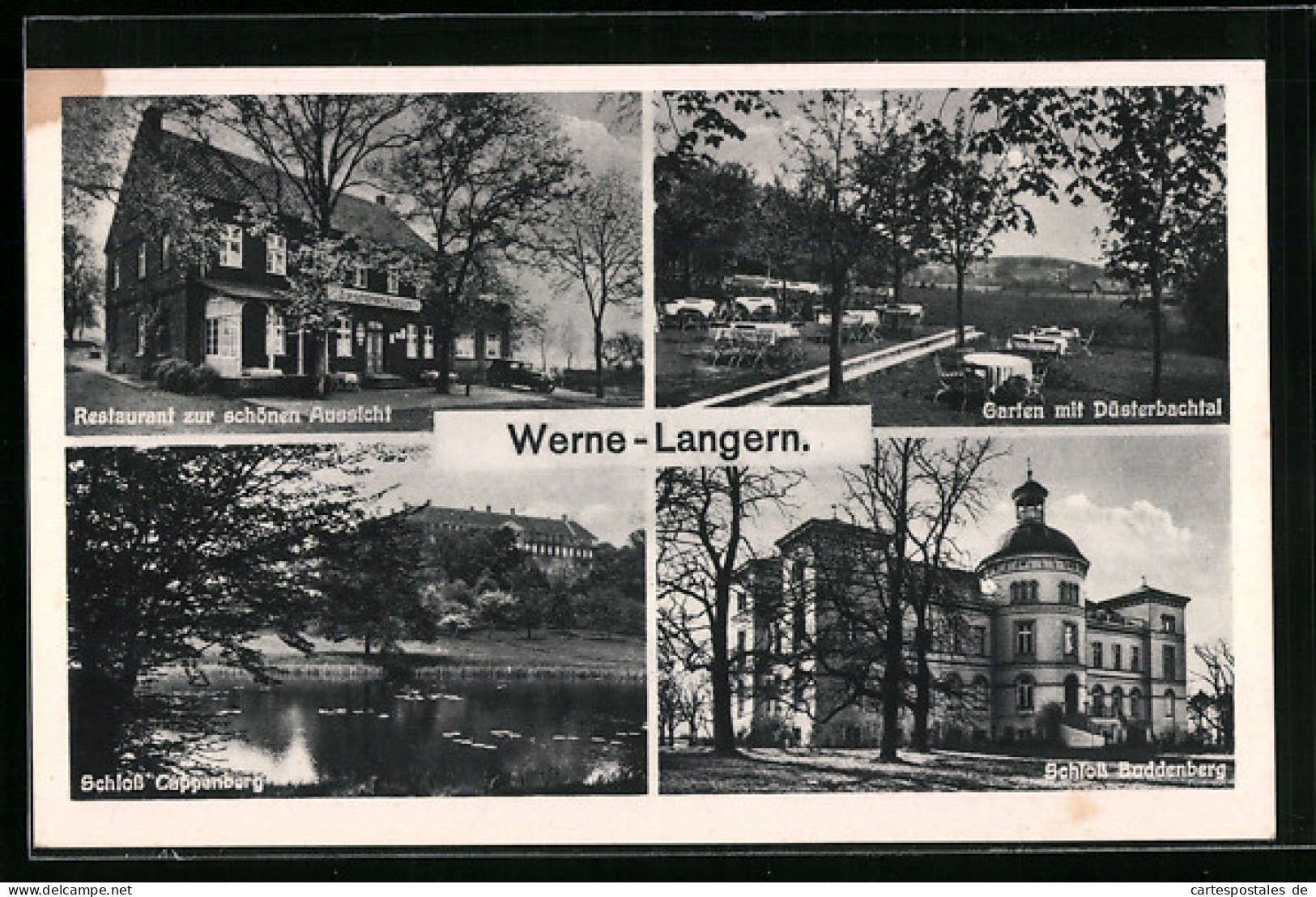AK Werne-Langern, Gasthaus Zur Schönen Aussicht, Schloss Cappenberg, Schloss Buddenberg  - Werne