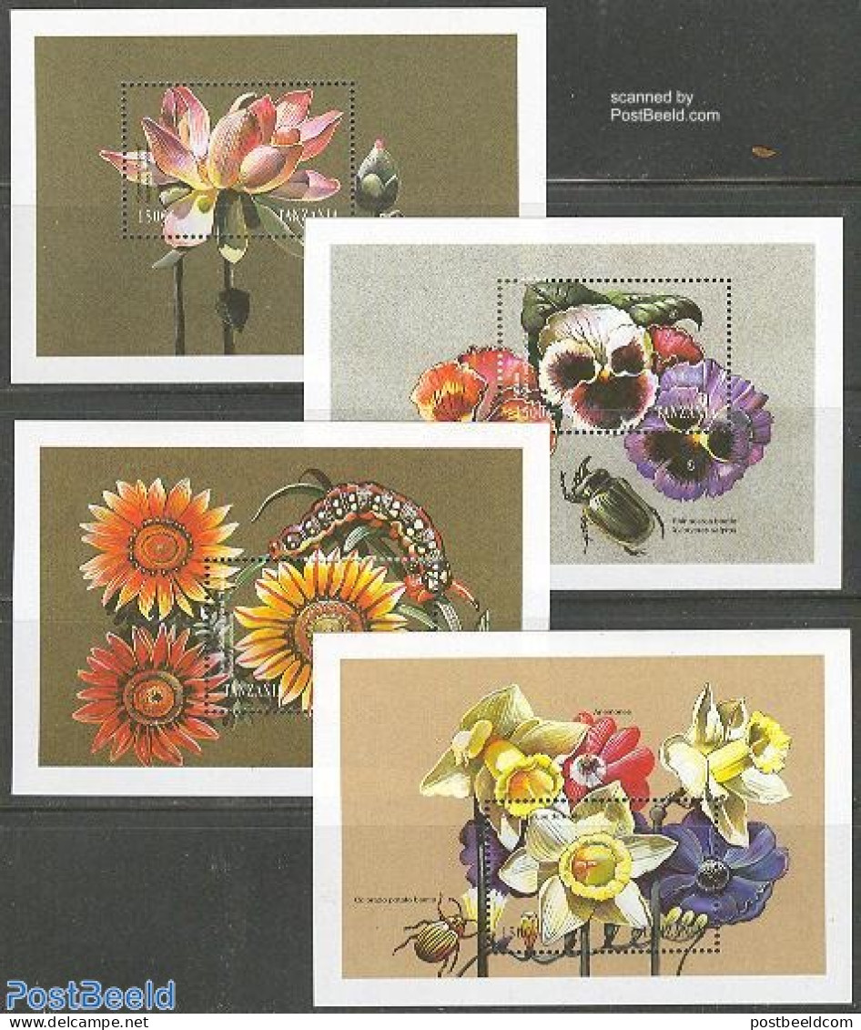 Tanzania 1998 Flowers 4 S/s, Mint NH, Nature - Flowers & Plants - Tanzania (1964-...)