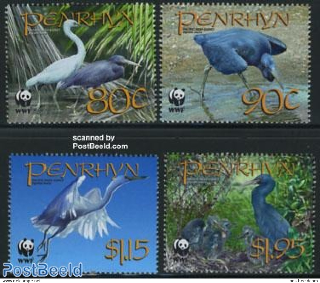 Penrhyn 2008 WWF, Egret 4v, Mint NH, Nature - Birds - World Wildlife Fund (WWF) - Penrhyn