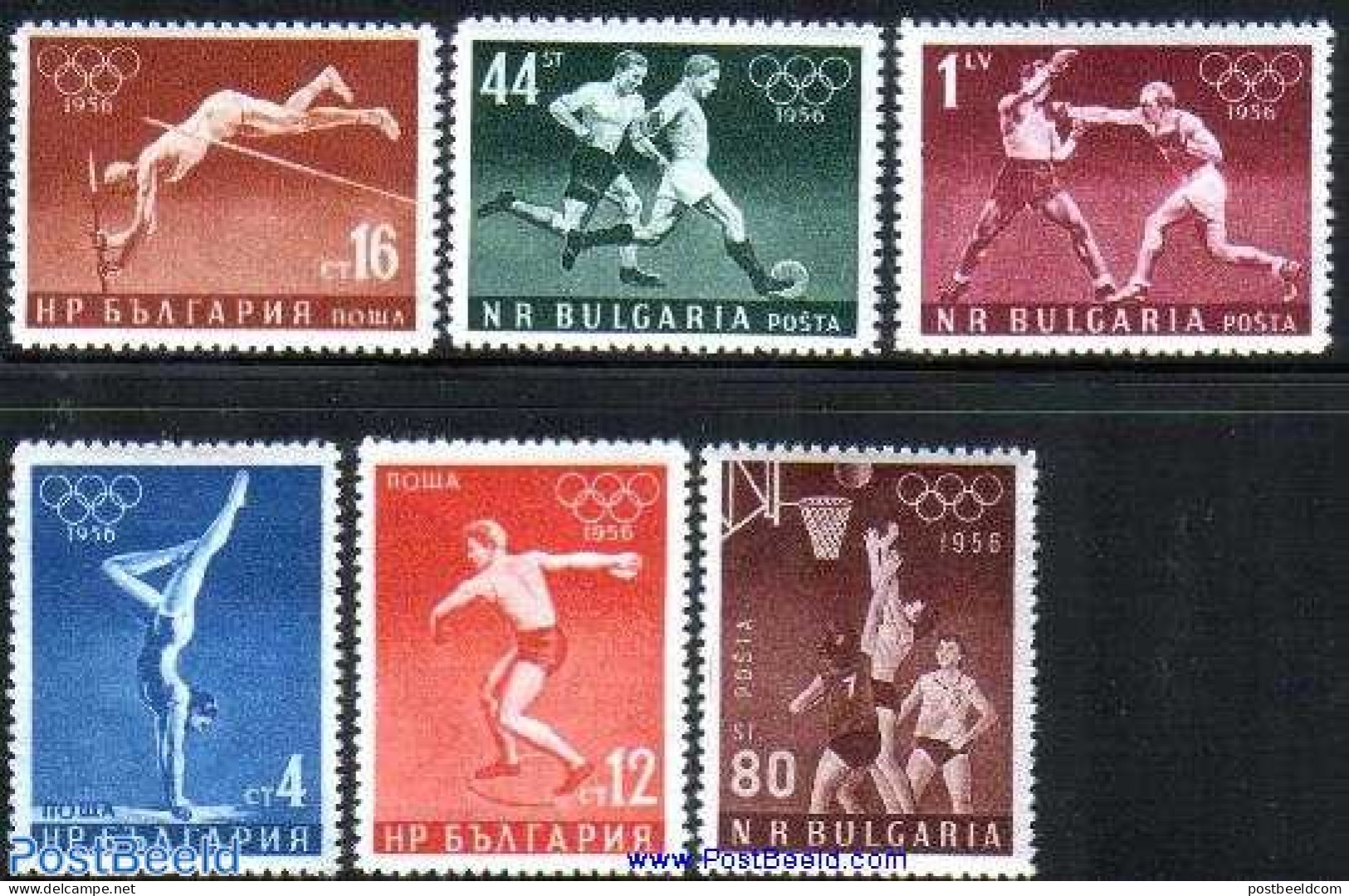 Bulgaria 1956 Olympic Games Melbourne 6v, Mint NH, Sport - Athletics - Basketball - Boxing - Football - Gymnastics - O.. - Ungebraucht