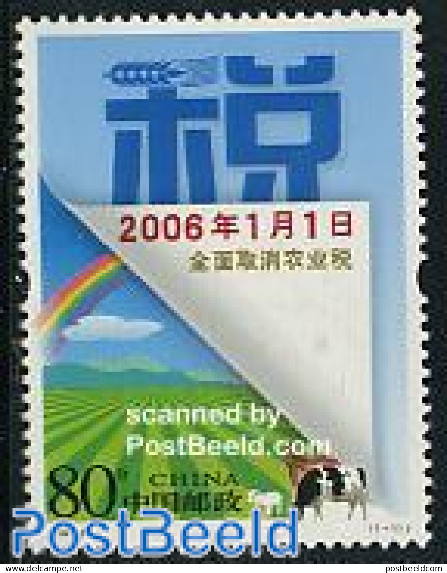China People’s Republic 2006 No More Agricultural Tax 1v, Mint NH, Nature - Various - Cattle - Agriculture - Unused Stamps