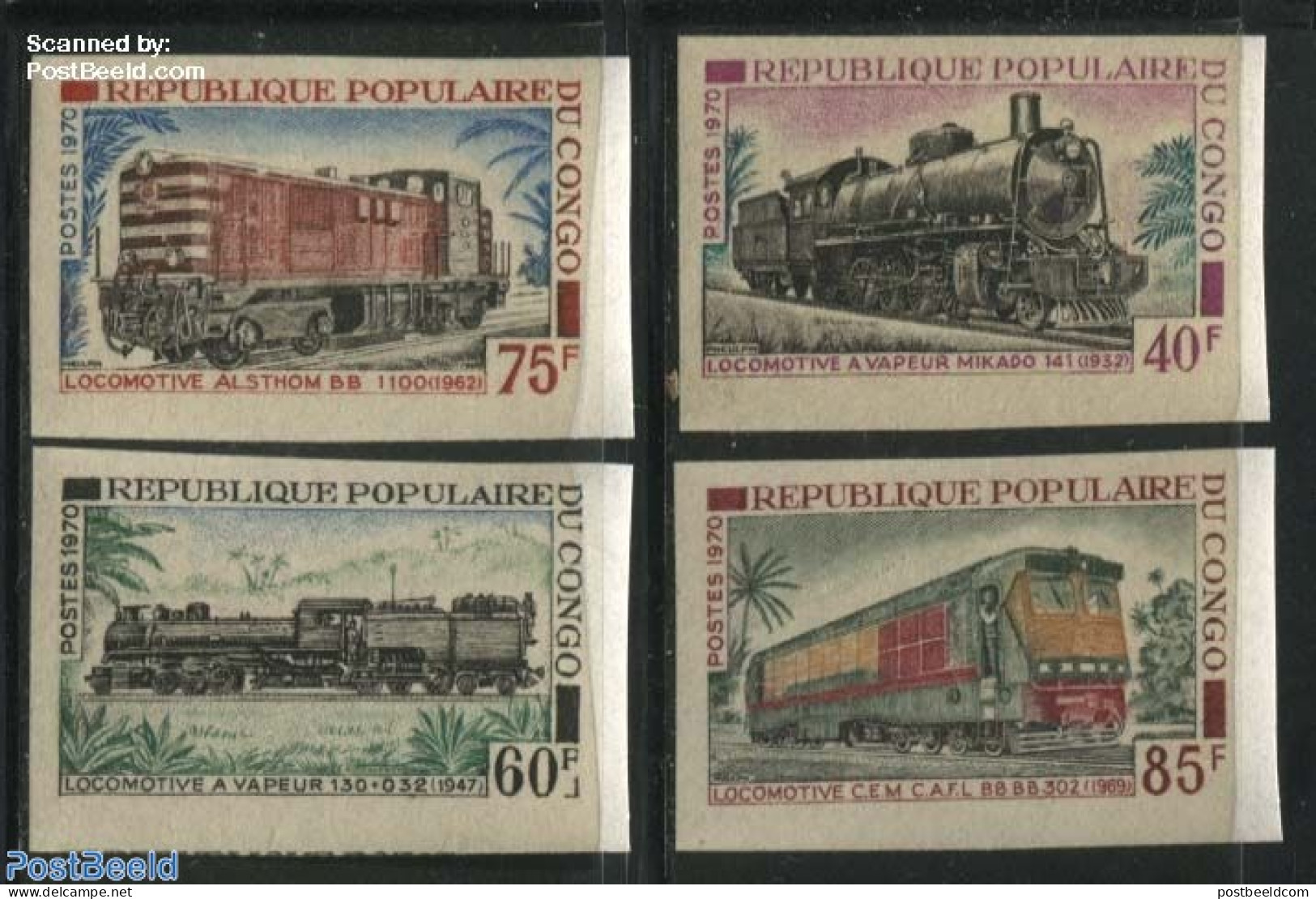 Congo Republic 1970 Locomotives 4v Imperforated, Mint NH, Transport - Railways - Trains