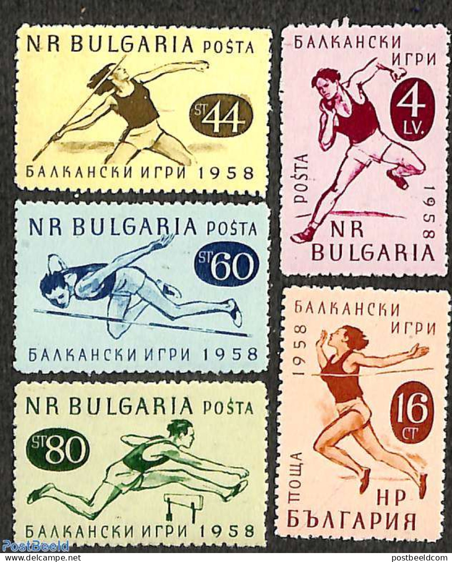 Bulgaria 1958 Balkan Games 5v, Mint NH, History - Sport - Europa Hang-on Issues - Athletics - Sport (other And Mixed) - Ongebruikt