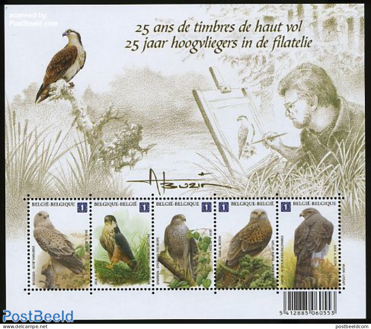 Belgium 2010 25 Years Birdstamps S/s, Mint NH, Nature - Birds - Birds Of Prey - Neufs