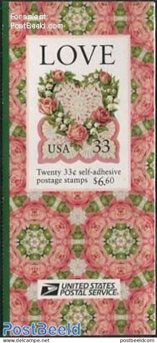 United States Of America 1999 Valentine Booklet S-a, Mint NH, Nature - Various - Flowers & Plants - Roses - Stamp Book.. - Ungebraucht