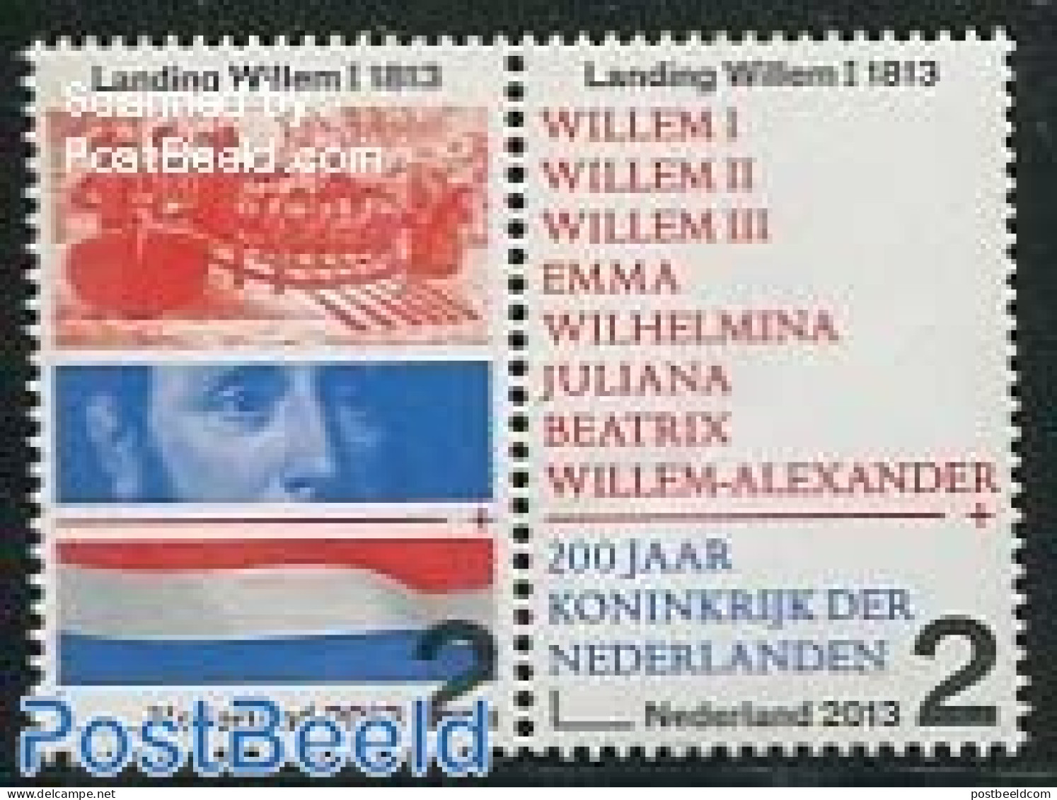 Netherlands 2013 200 Years Kingdom 2v [:], Mint NH, History - Transport - Kings & Queens (Royalty) - Ships And Boats - Nuovi