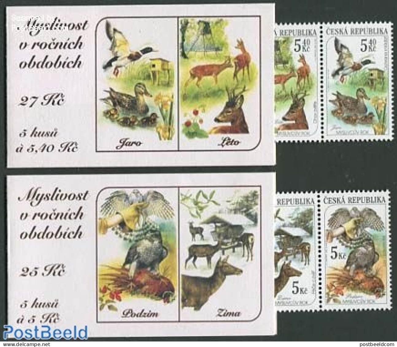 Czech Republic 2000 Hunted Animals 2 Booklets, Mint NH, Nature - Animals (others & Mixed) - Birds - Birds Of Prey - De.. - Autres & Non Classés