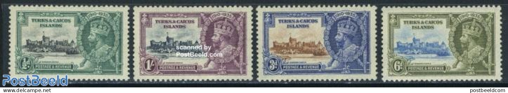 Turks And Caicos Islands 1935 Silver Jubilee 4v, Unused (hinged), History - Kings & Queens (Royalty) - Art - Castles &.. - Koniklijke Families