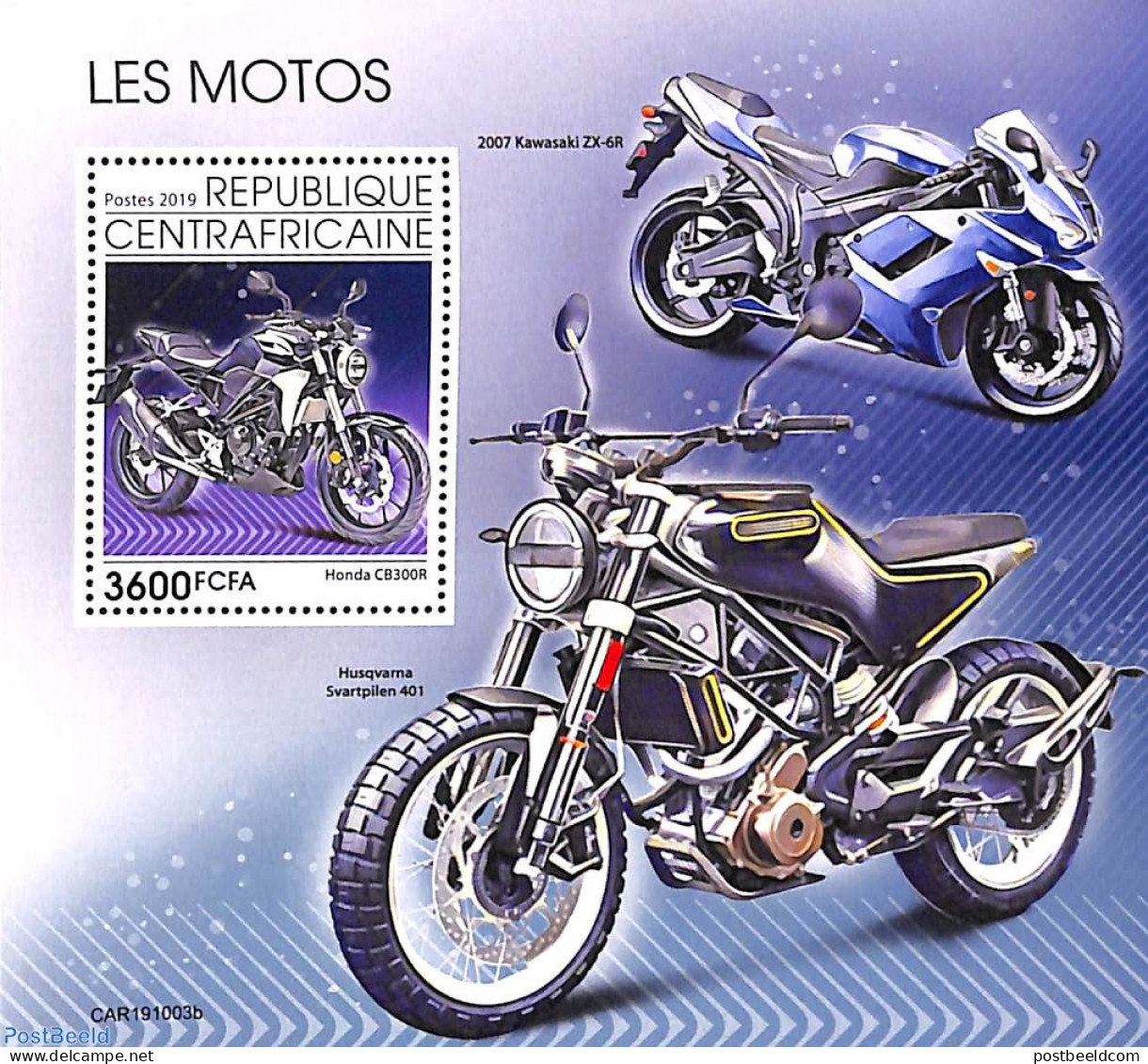 Central Africa 2019 Motorcycles S/s, Mint NH, Transport - Motorcycles - Moto
