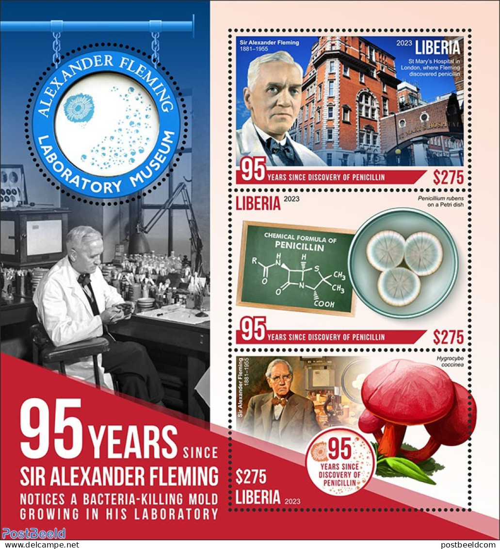 Liberia 2023 Alexander Fleming, Mint NH, Health - Nature - Science - Mushrooms - Inventors - Paddestoelen