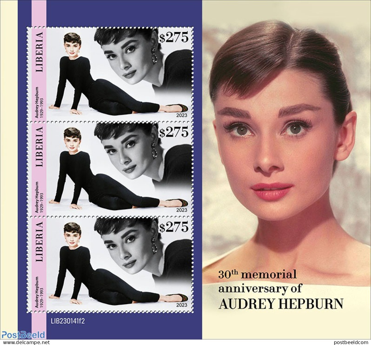 Liberia 2023 Audrey Hepburn, Mint NH, Performance Art - Movie Stars - Actors