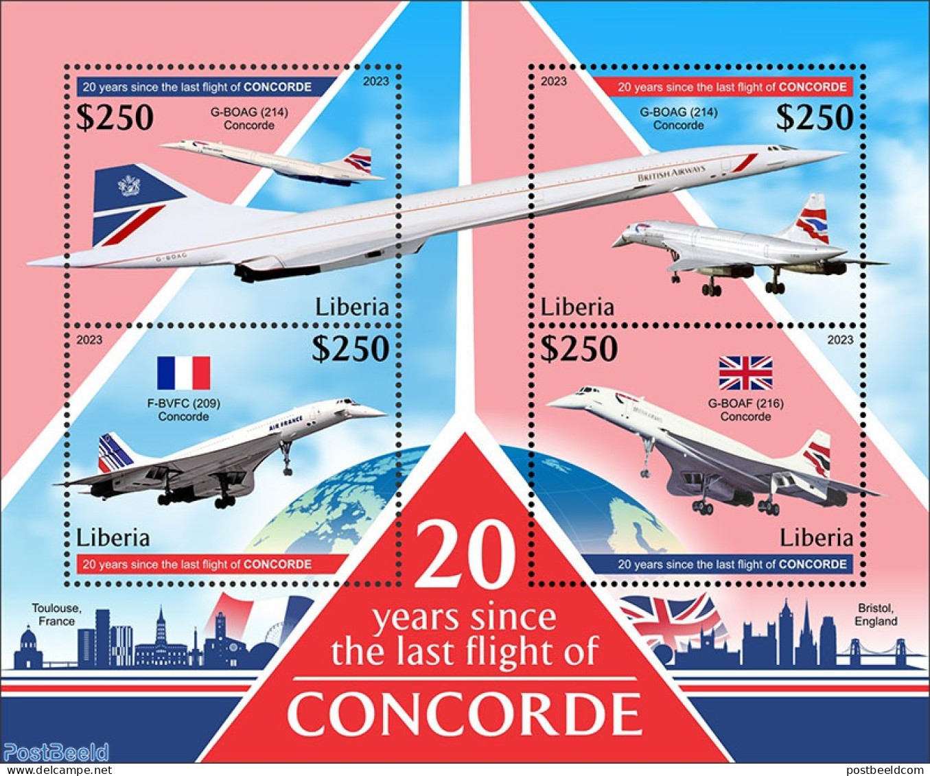 Liberia 2023 Concorde, Mint NH, Transport - Concorde - Aircraft & Aviation - Concorde