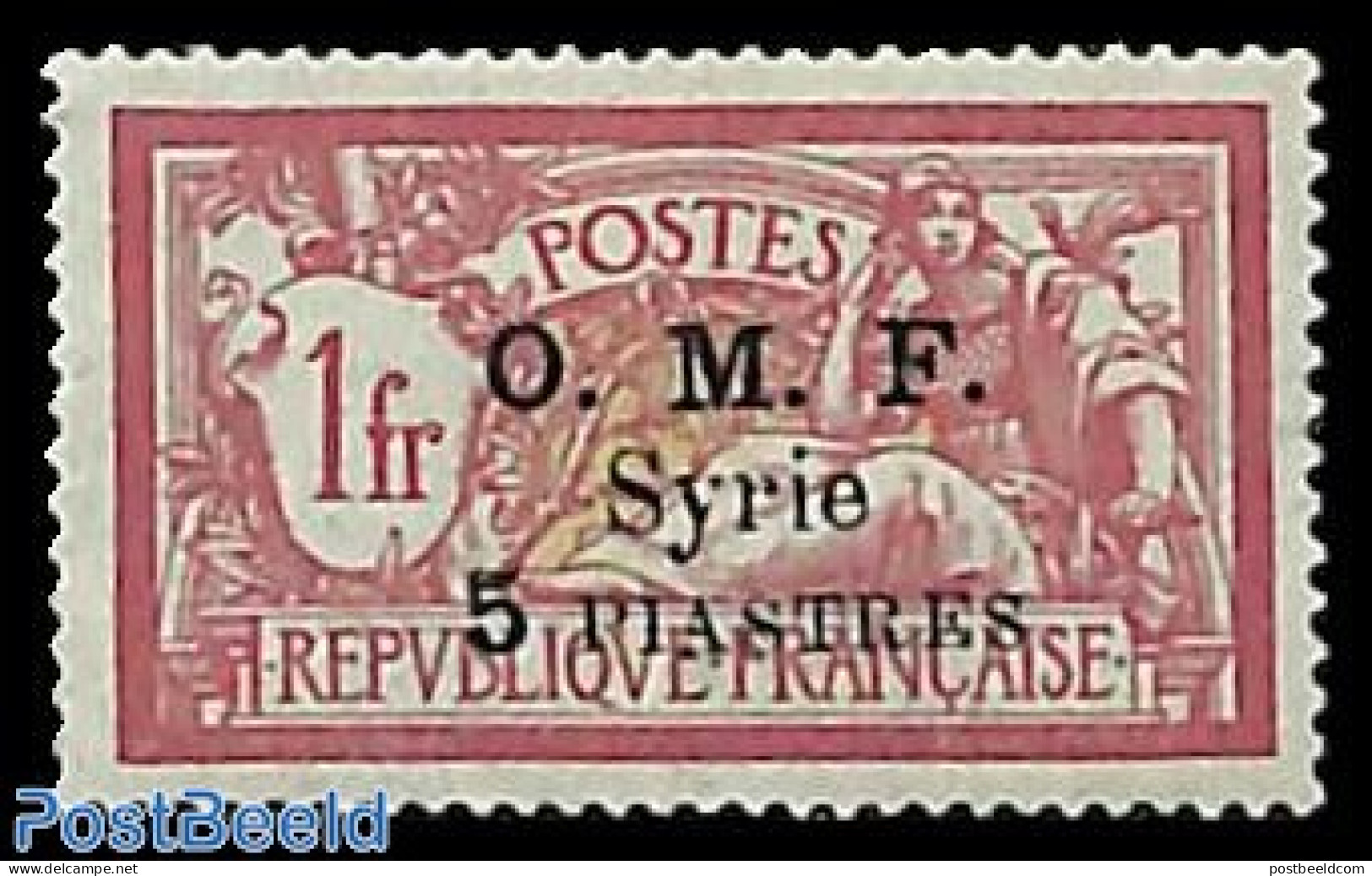 Syria 1921 5p On 1fr, Stamp Out Of Set, Unused (hinged) - Syrien