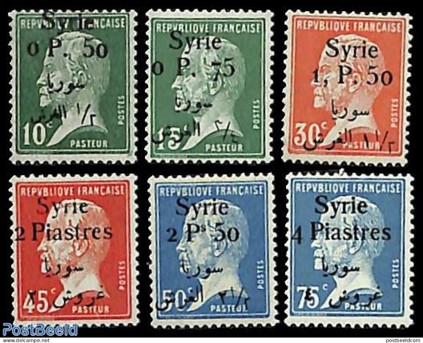 Syria 1924 Louis Pasteur, Overprints 6v, Unused (hinged) - Siria
