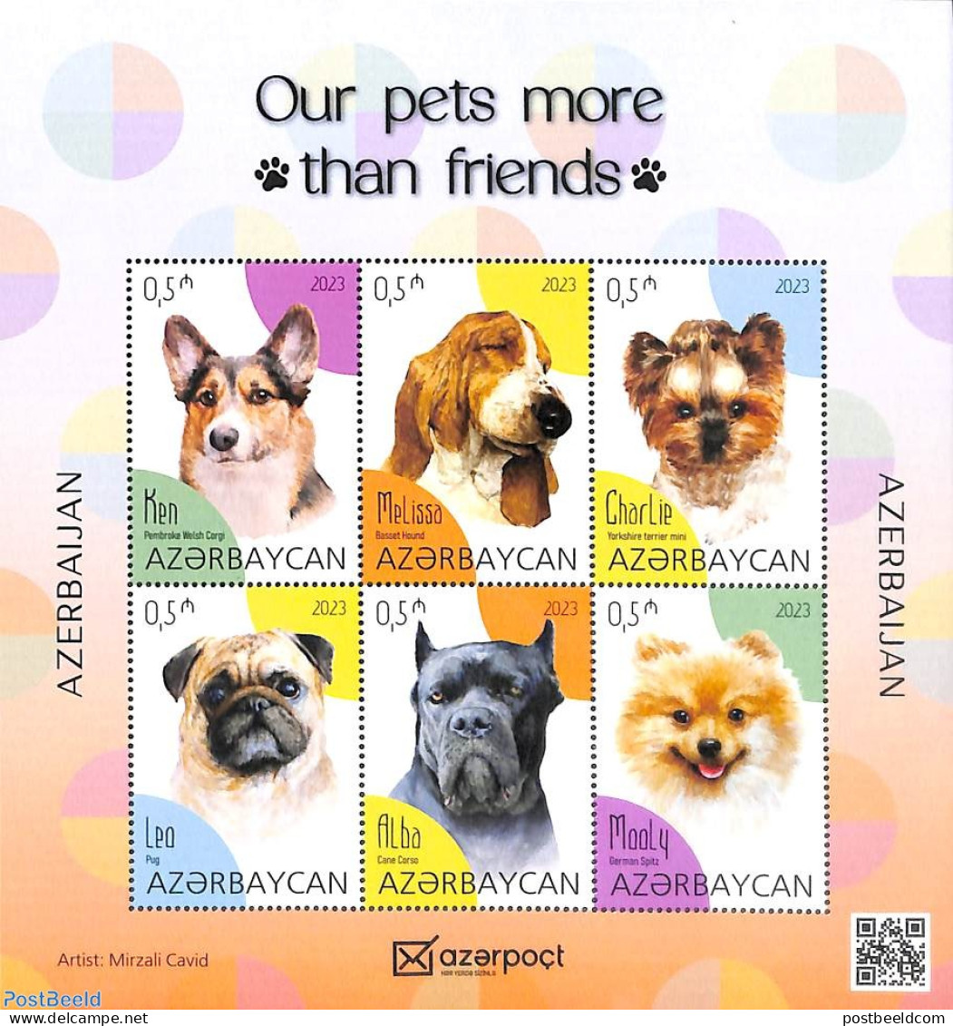 Azerbaijan 2023 Dogs 6v M/s, Mint NH, Nature - Dogs - Sonstige & Ohne Zuordnung