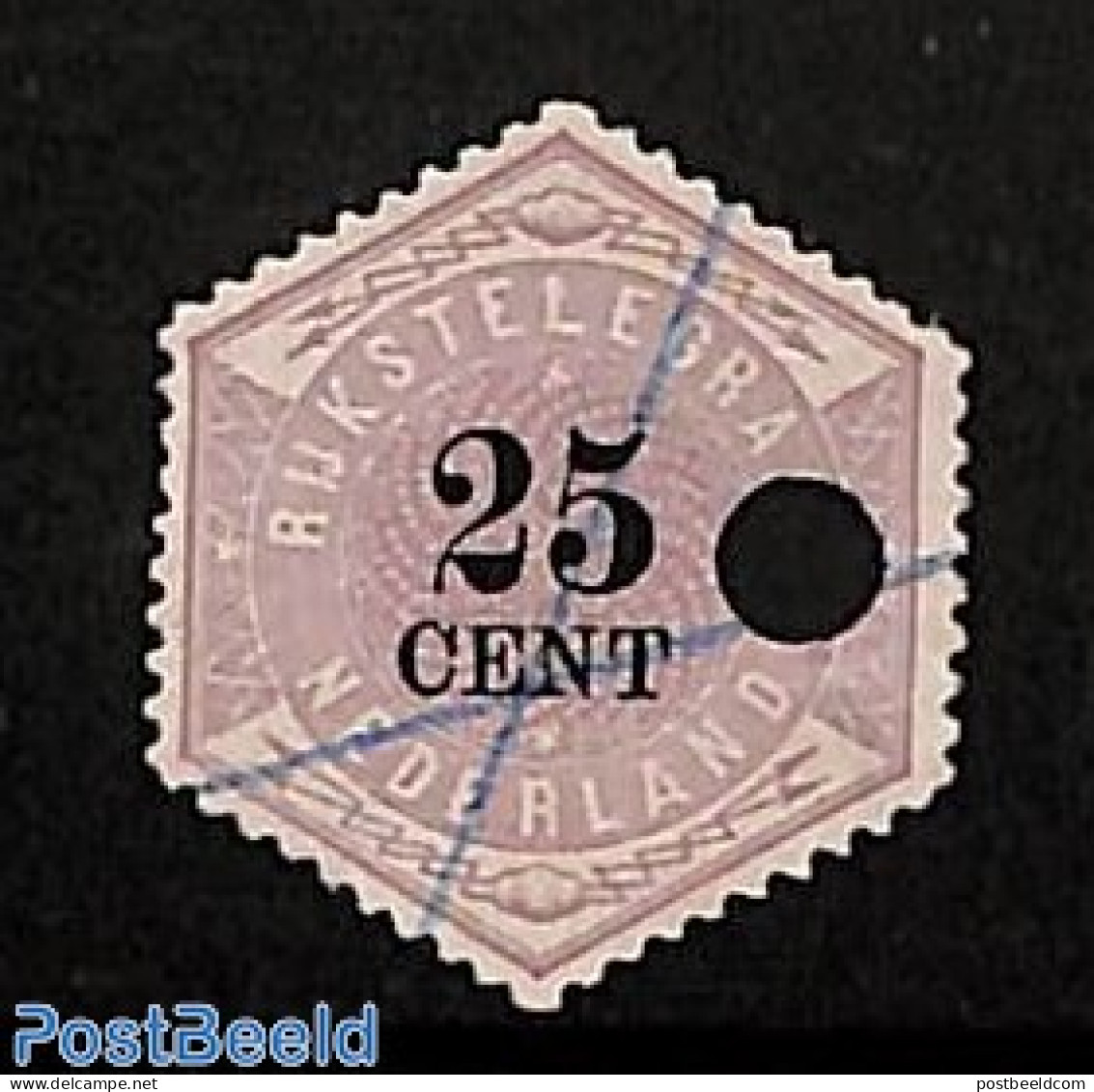 Netherlands 1877 Telegraph Stamp 25c Used 1v, Used Or CTO - Telegraph