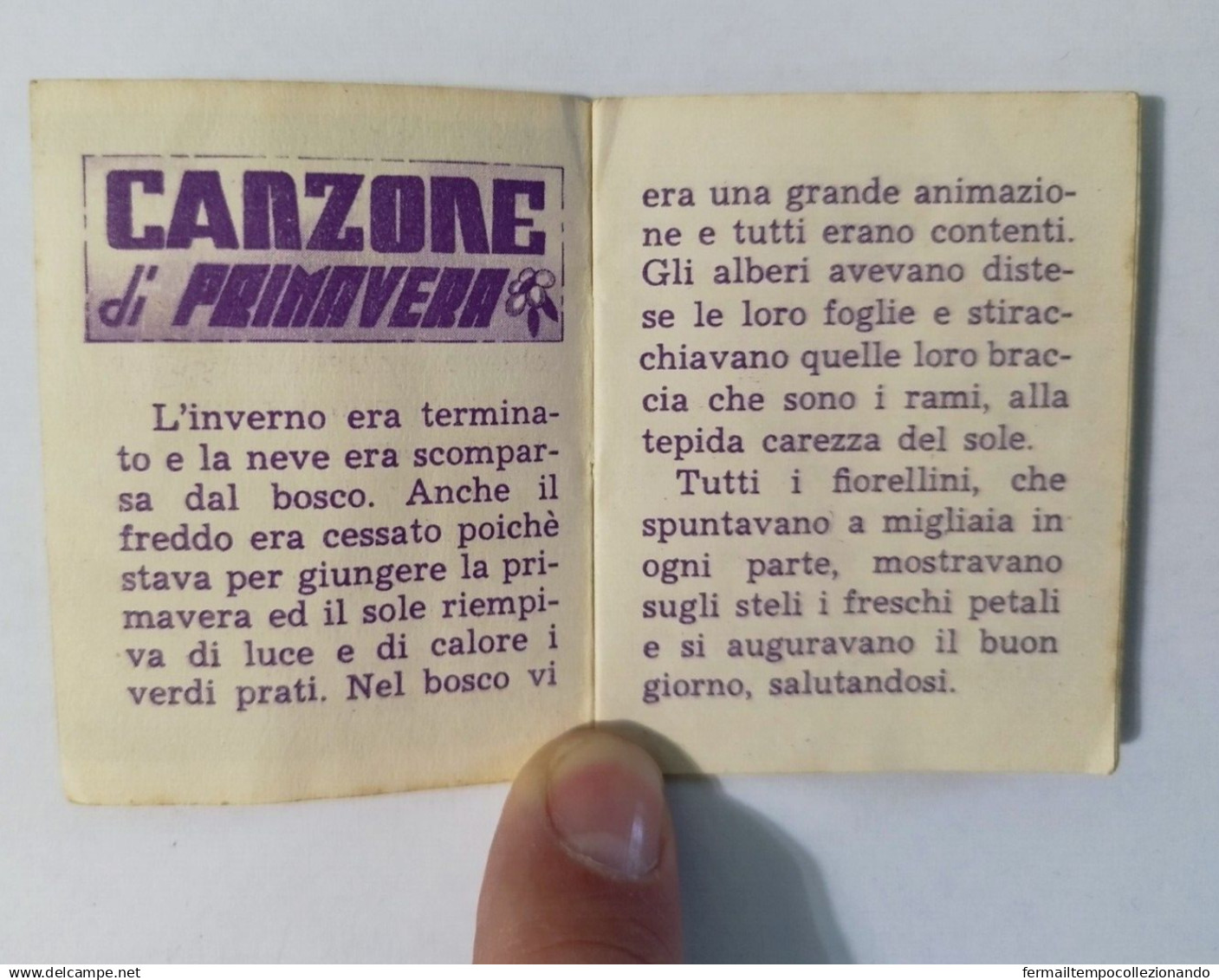 Bq2  Libretto Minifiabe Tascabili Canzone Di Primavera Editrice Vecchi 1952 N12 - Unclassified