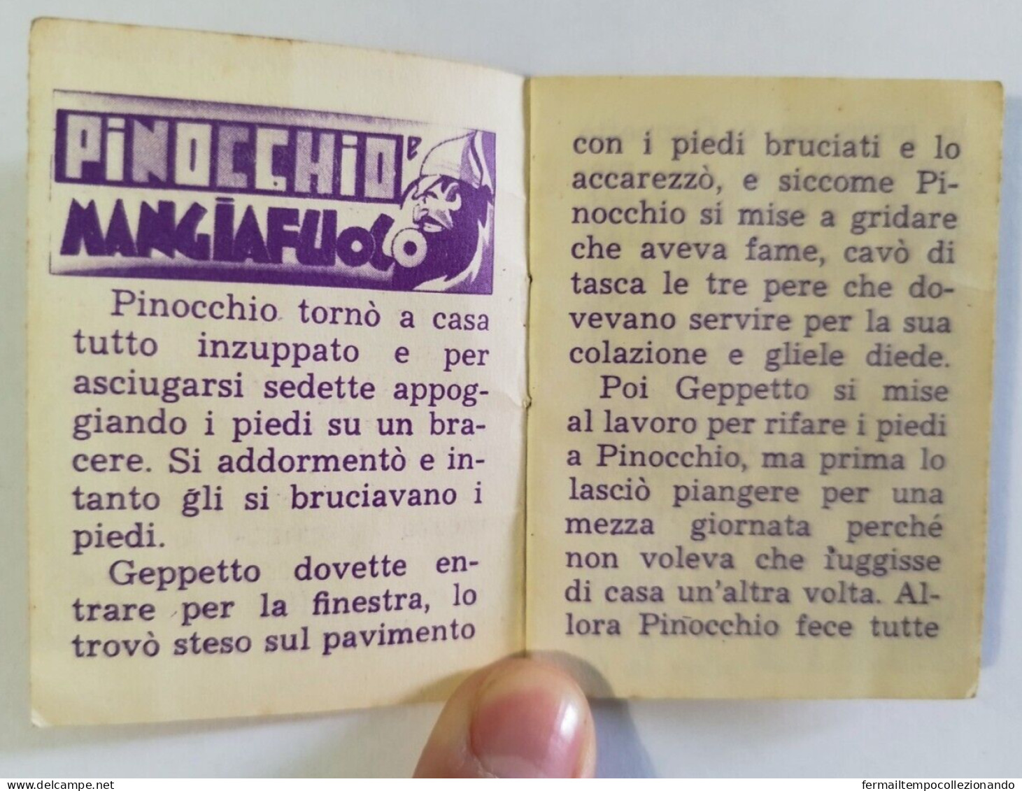 Bq16 Libretto Minifiabe Pinocchio E Mangiafuoco Edizione Vecchi 1952 N74 - Unclassified