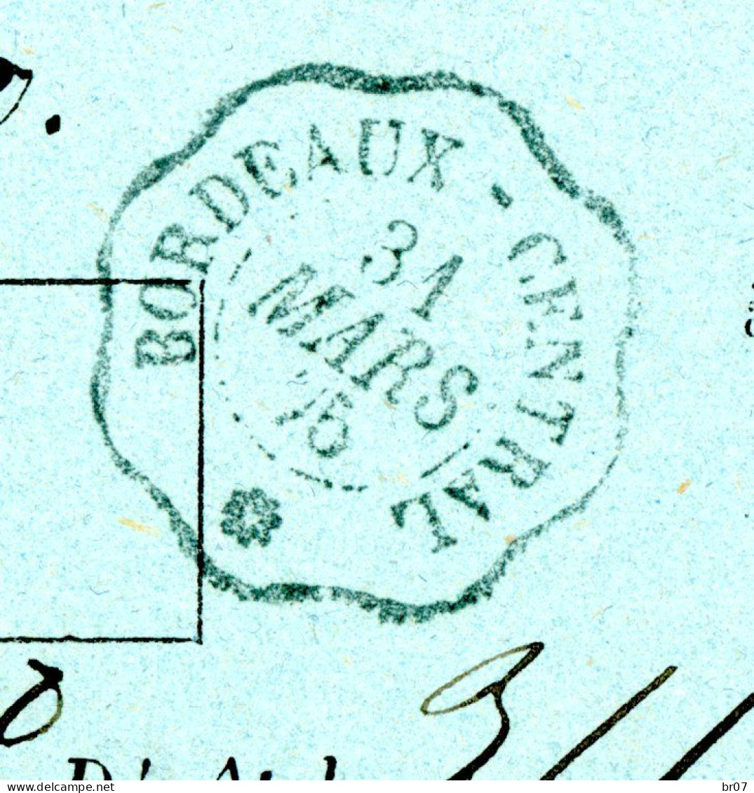 GIRONDE TELEGRAMME 1875 BORDEAUX CENTRAL CACHET DU BUREAU TELEGRAPHIQUE VOIR LES SCANS - 1849-1876: Période Classique