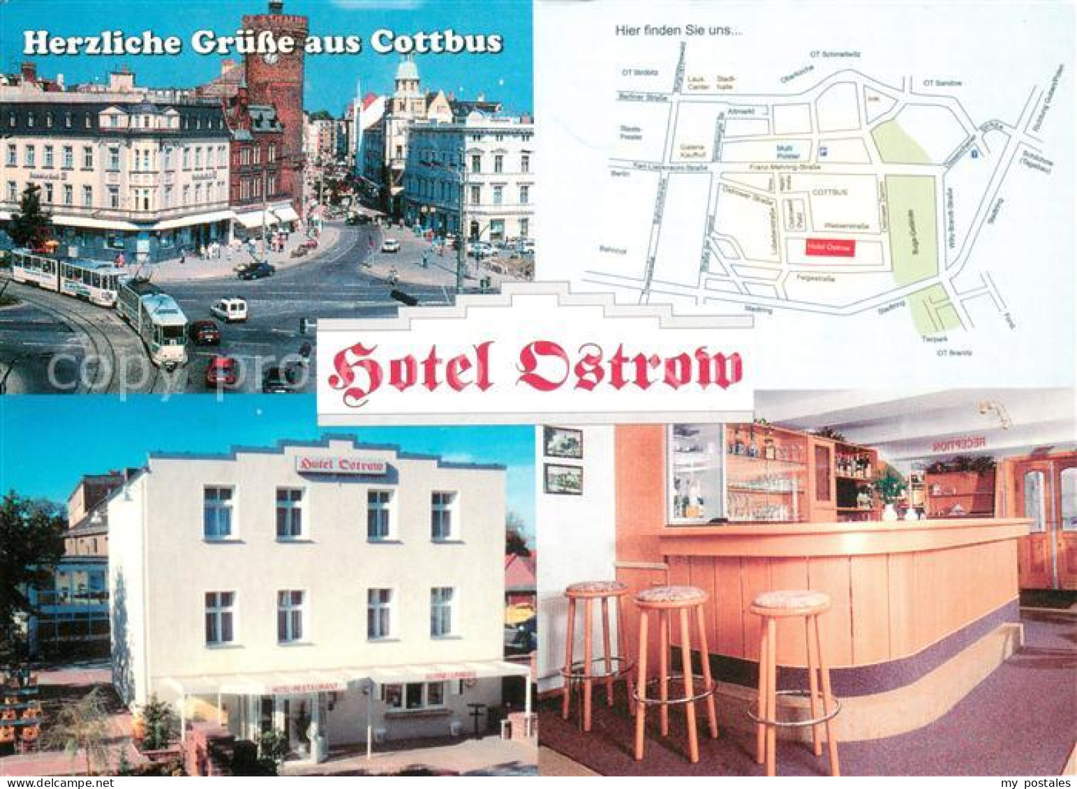 73642424 Cottbus Hotel Ostrow Bar Innenstadt Strassenbahn Stadtplan Cottbus - Cottbus