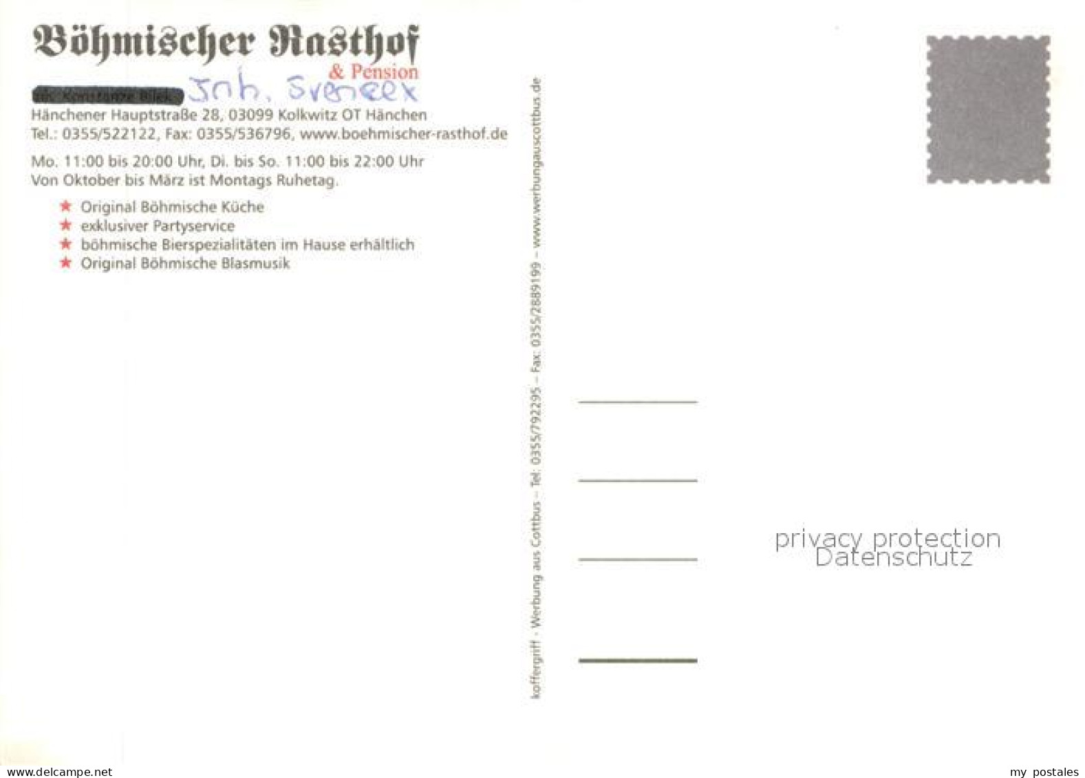 73642413 Haenchen Boehmischer Rasthof Und Pension Haenchen - Kolkwitz