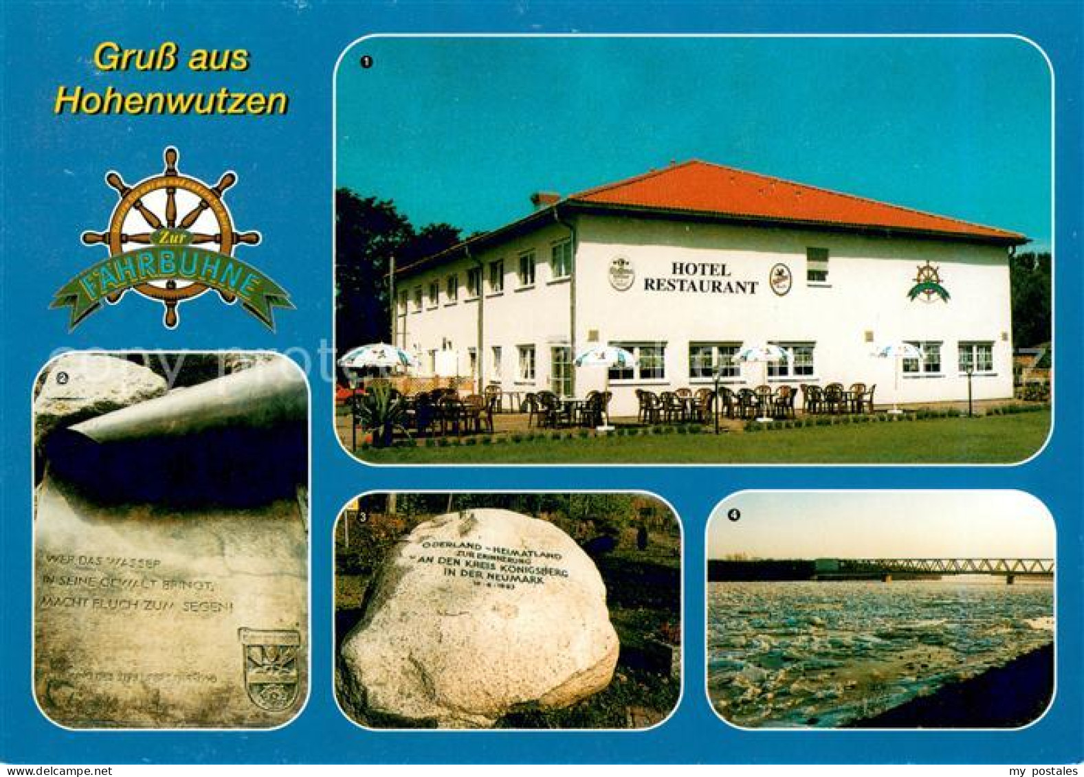 73642412 Hohenwutzen Hotel Restaurant Cafe Zur Faehrbuhne Oderwelle Gedenkstein - Bad Freienwalde