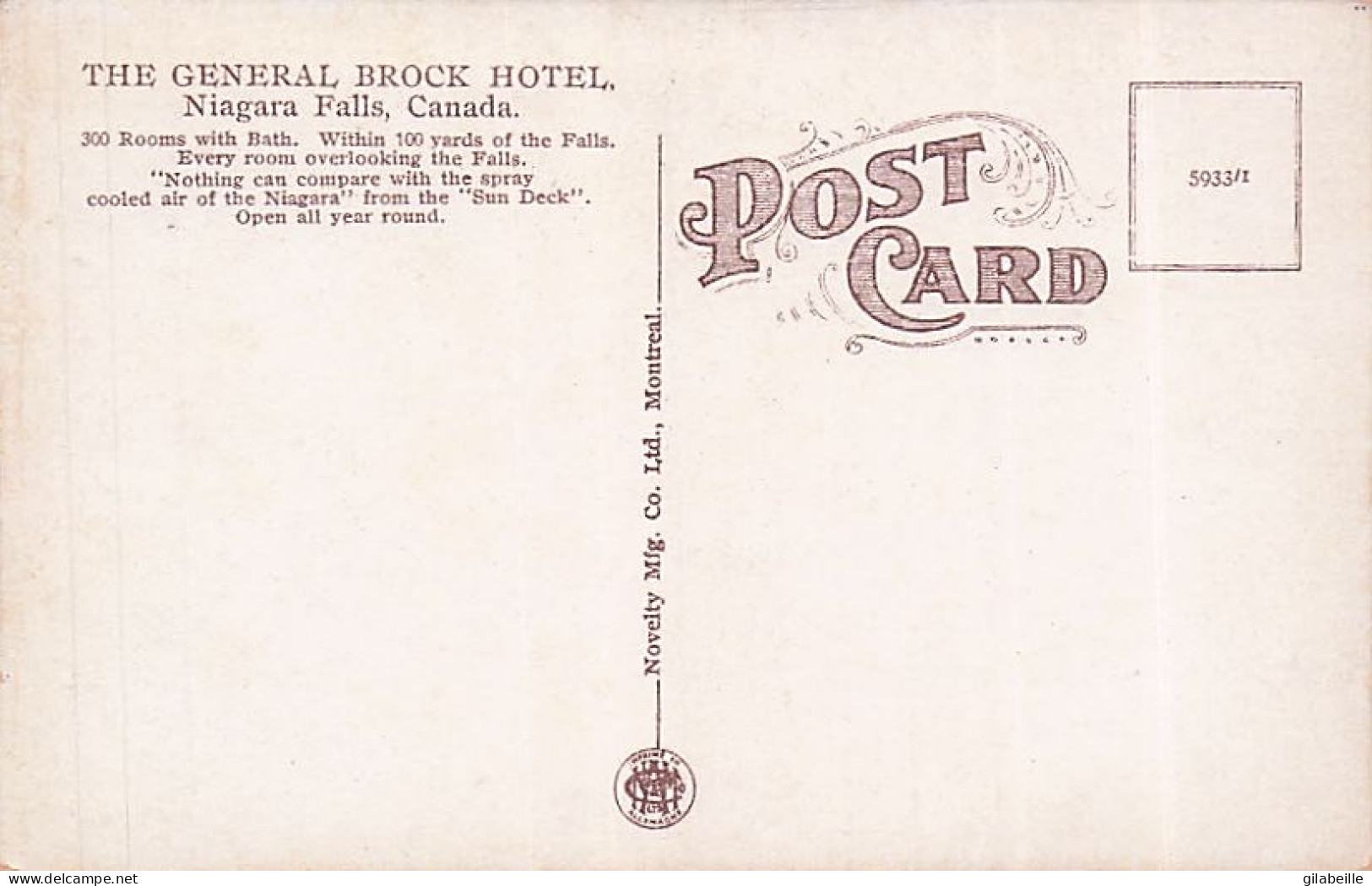 Canada - Niagara Falls - The General Brock Hotel " Sun Deck "  - Unclassified