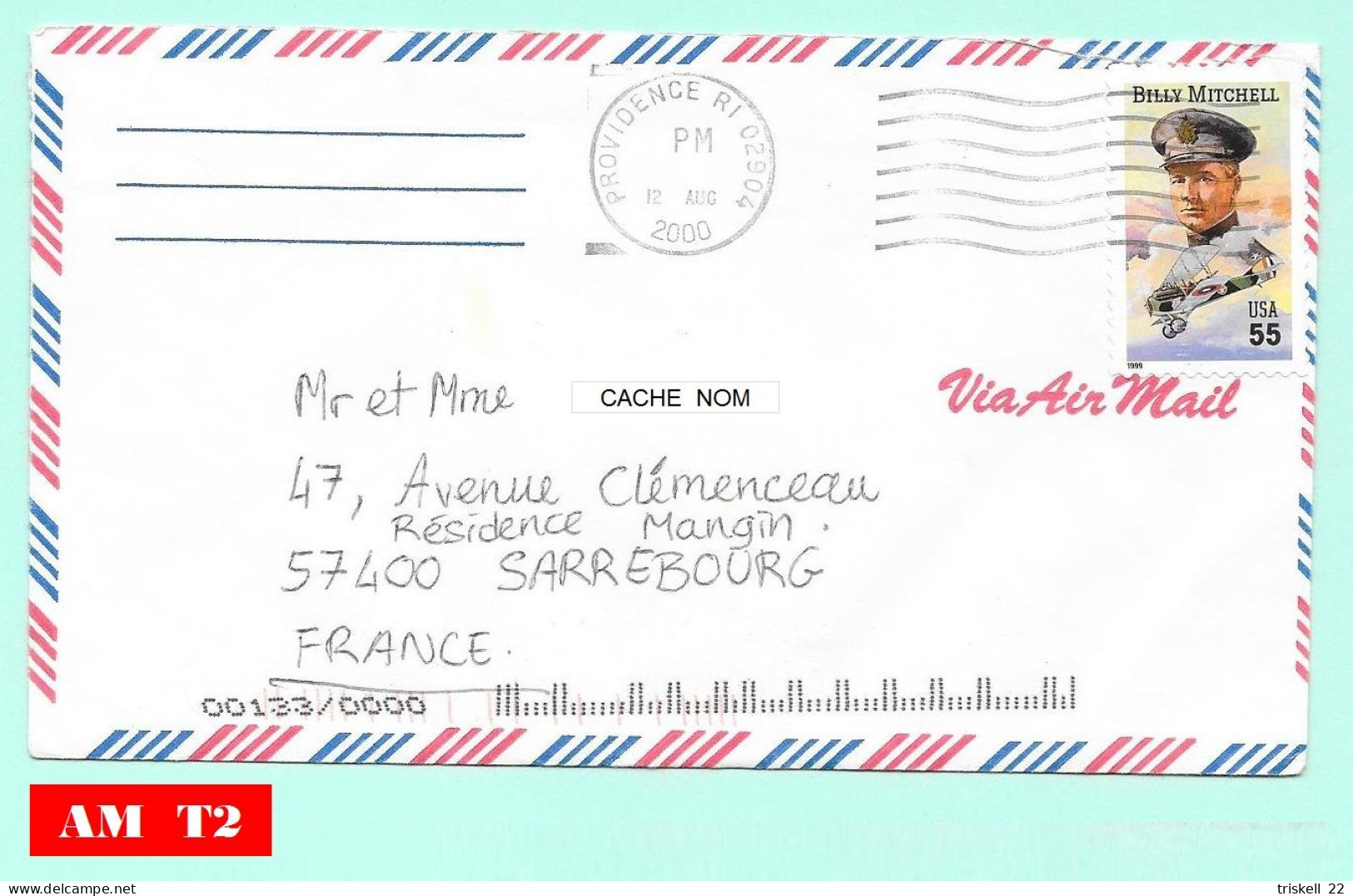 Providence 12-08-2000 Pour Sarrebourg     État Du Rhode Island - Postal History