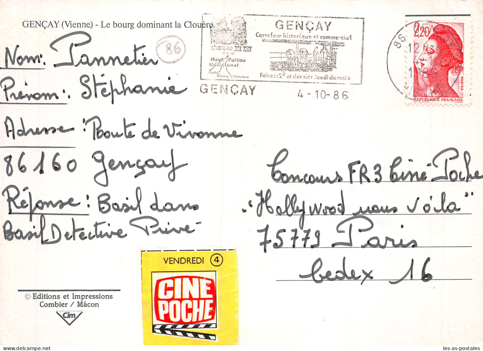86 GENCAY LE BOURG DOMINANT LA CLOUERO - Gencay