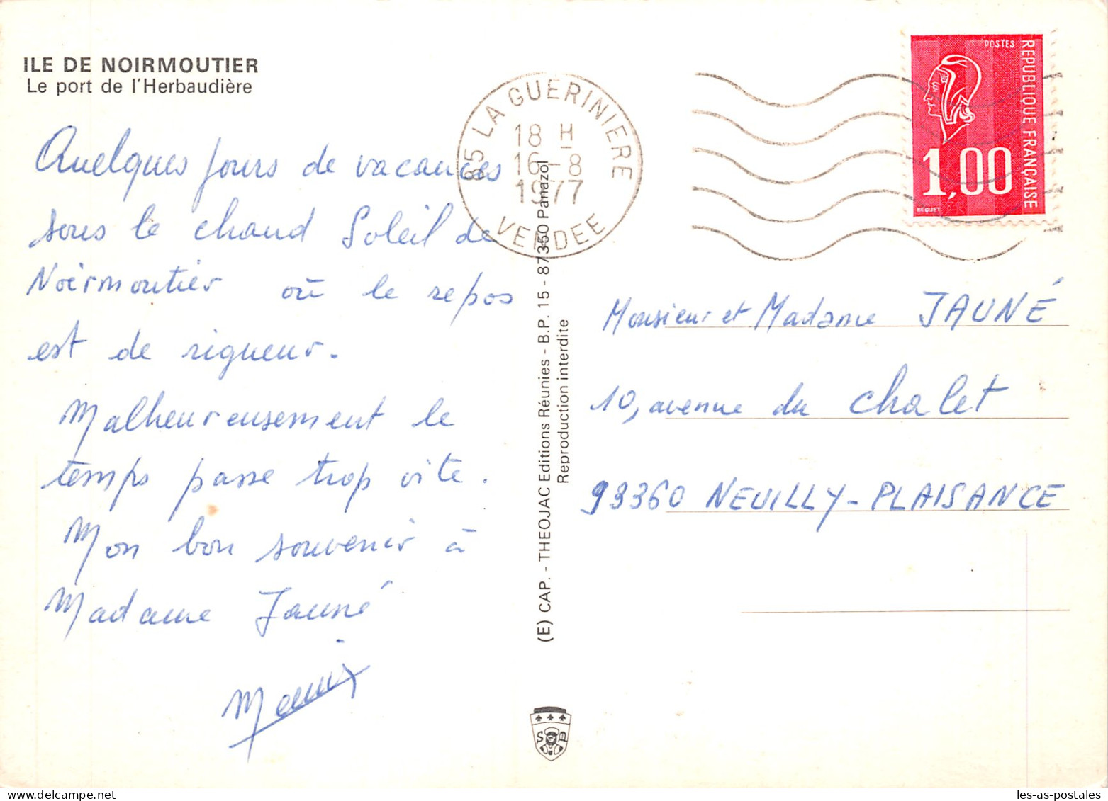 85 ILE DE NOIRMOUTIER LE PORT DE L HERBAUDIERE - Ile De Noirmoutier