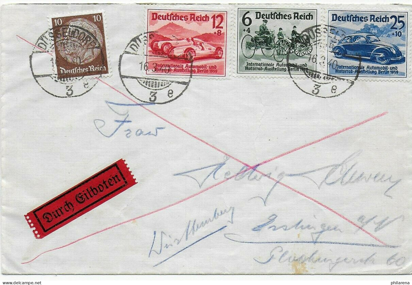 Eilbote Düsseldorf Nach Esslingen 1940 - Covers & Documents