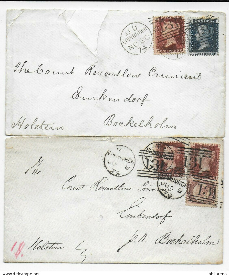 2x Covers Edinburgh To Boekelhohlm, 1874 - Altri & Non Classificati